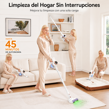 Aspiradora Inalámbrica 2 en 1 Blanca (Superligera y Portátil)