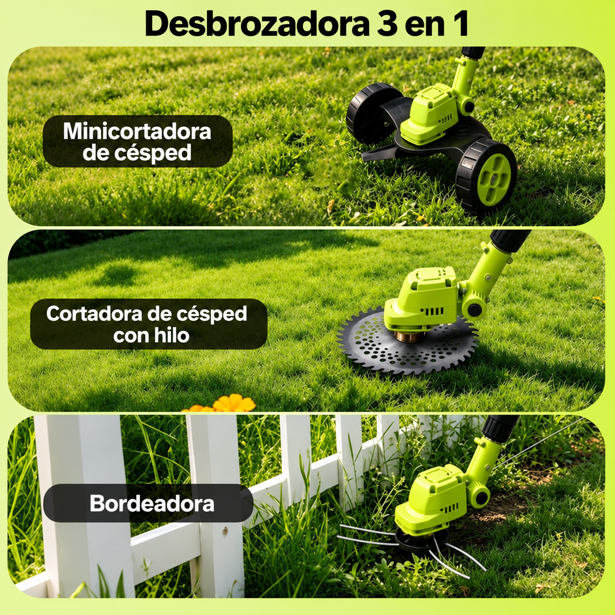 Podadora Inalambrica Cesped Ruedas