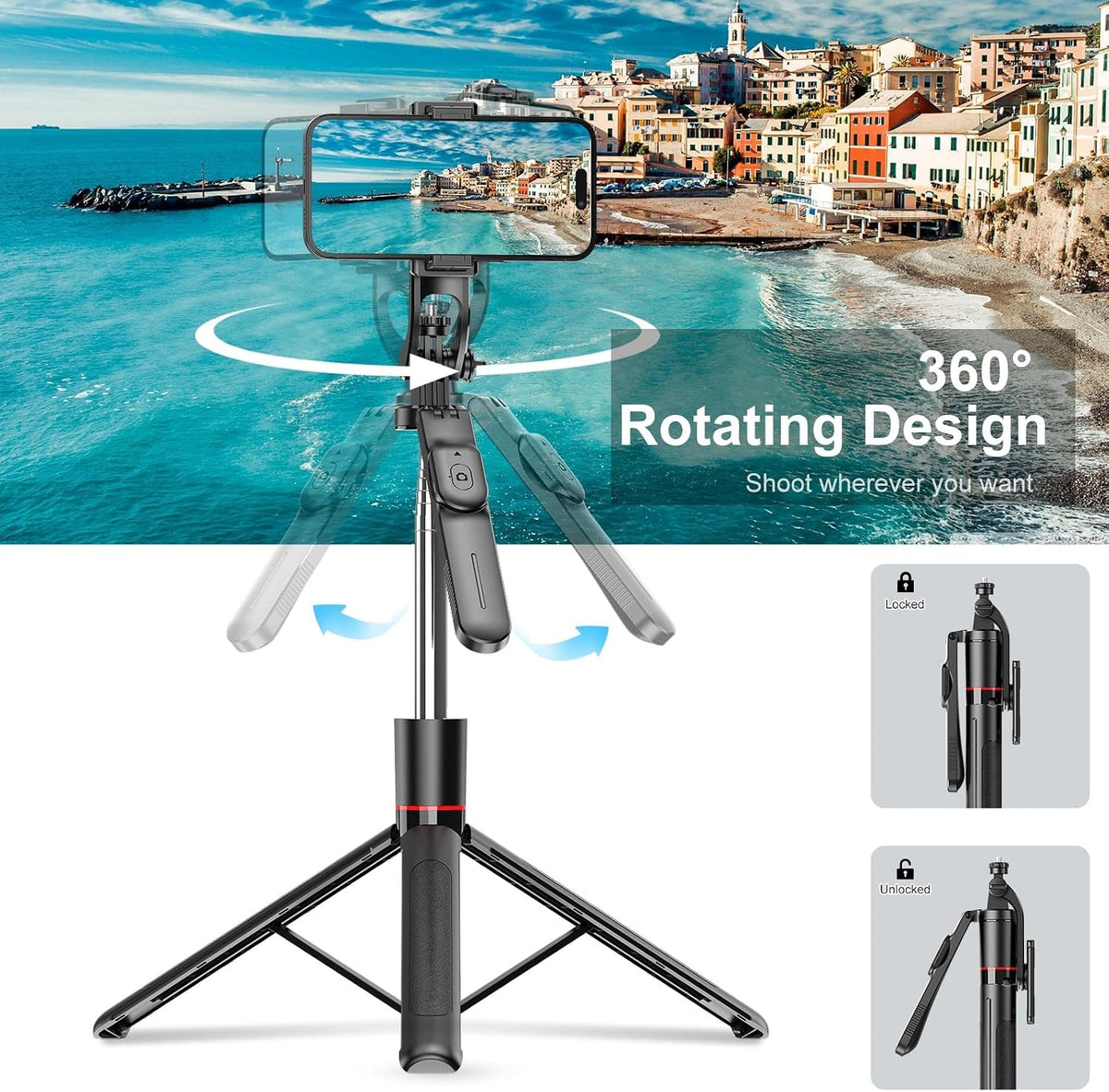 TRIPODE SOPORTE EXTENSIBLE ORIGINAL con Control Remoto y Altura Ajustable